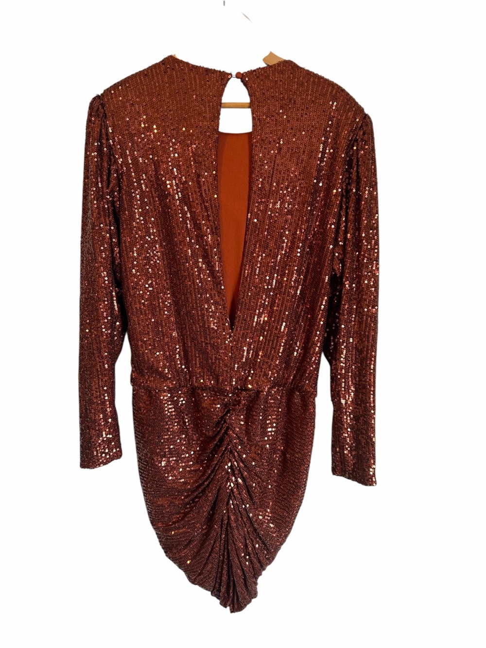 Retrofete Flynn Ruched Sequin mini Dress in Copper - Picture 3 of 7